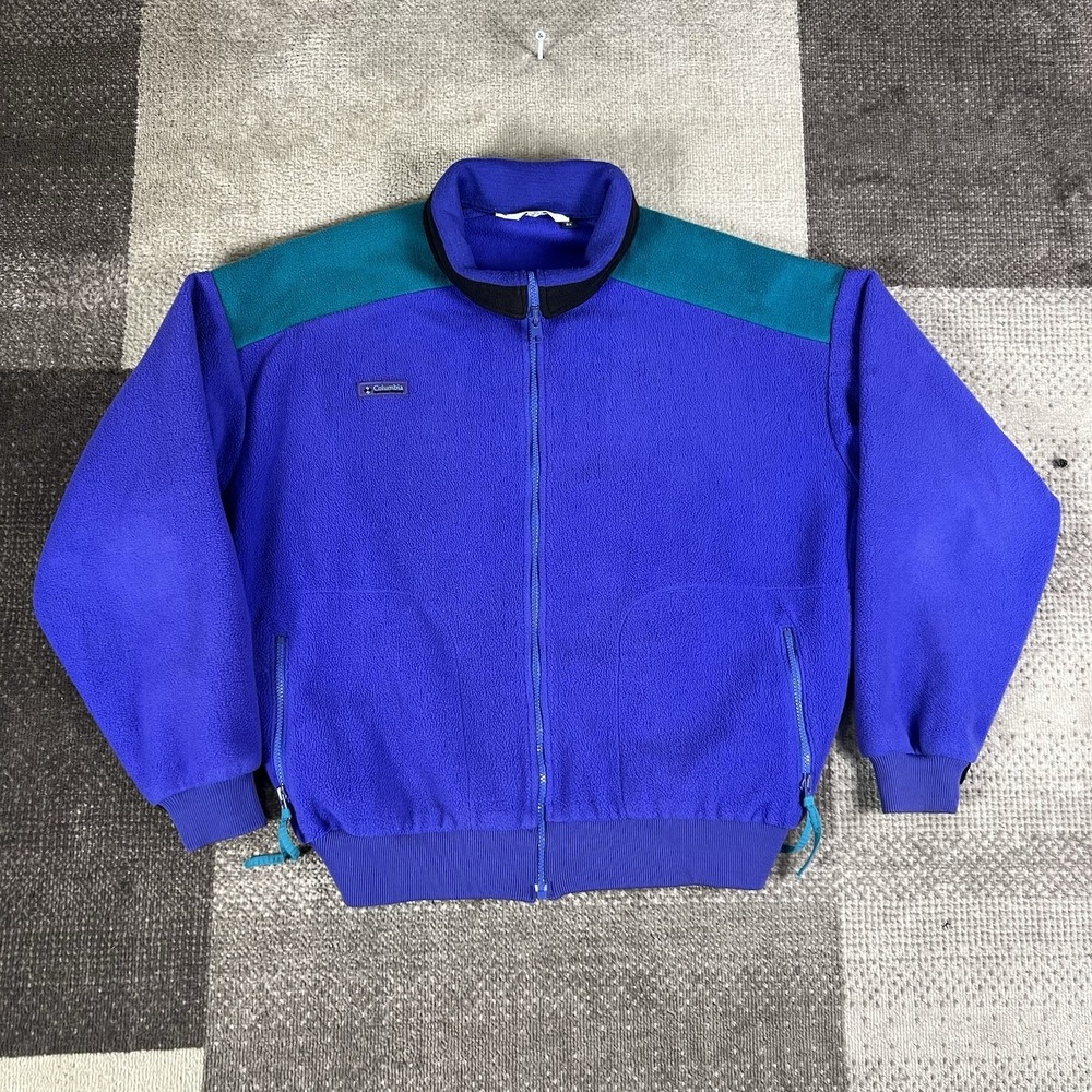 Vintage 90s Columbia Fleece Pullover‎ Sweater Jacket Men's XL Made In USA Blue
